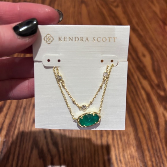 Kendra Scott Gold and Green soy double Necklace - Picture 2 of 2